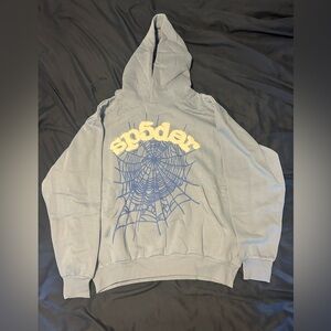 Sp5der spider web hoodie sky blue medium